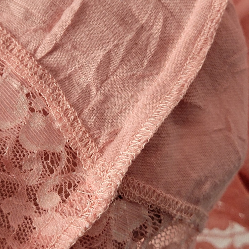 Vintage 2000s Guess Camisole Chemise S Pink Lace Trim Asymmetric Coquette - Picture 10 of 10